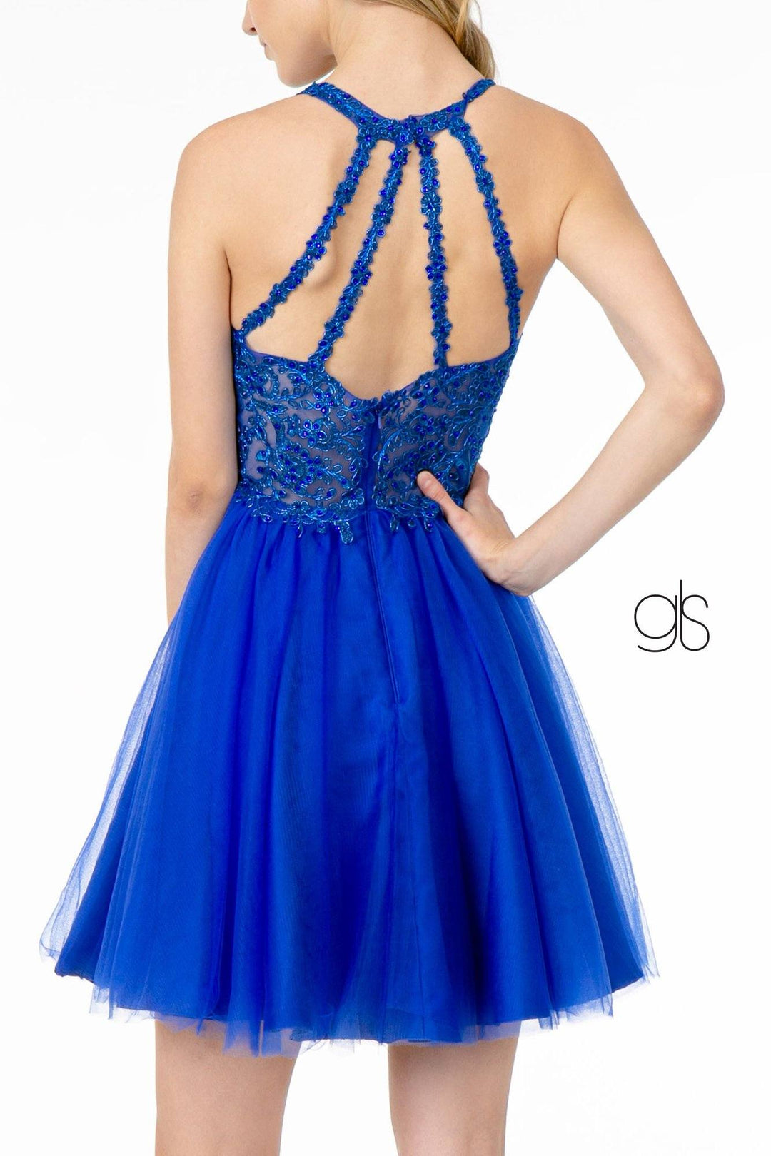 Short Tulle Dress with Embroidered Bodice by Elizabeth K GS2809