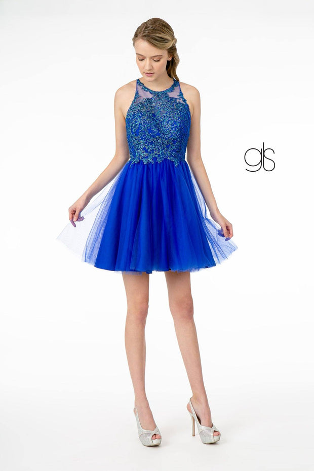 Short Tulle Dress with Embroidered Bodice by Elizabeth K GS2809
