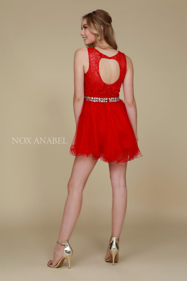 Short Tulle Dress with Embroidered Bodice by Nox Anabel 6252