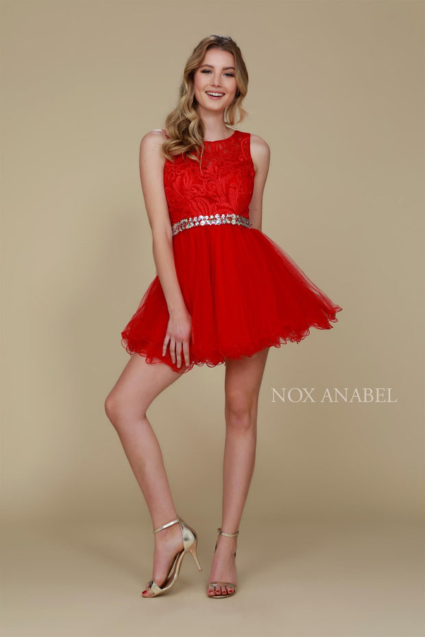 Short Tulle Dress with Embroidered Bodice by Nox Anabel 6252
