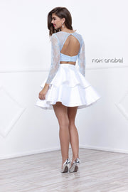 Short Two Piece Dress with Lace Top by Nox Anabel 6290-Short Cocktail Dresses-ABC Fashion