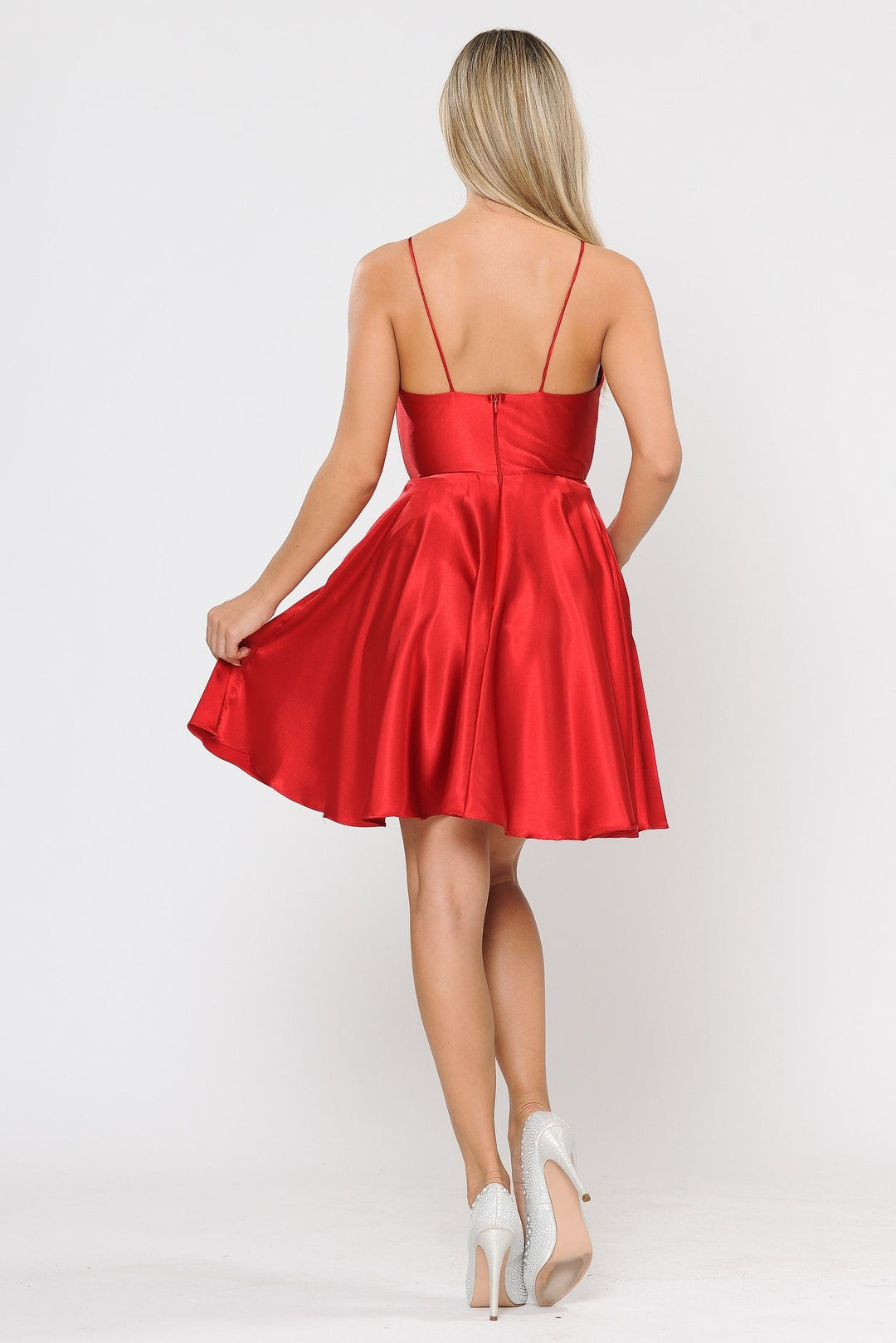 Short V-Neck Wrap Dress with Shorts by Poly USA 8544