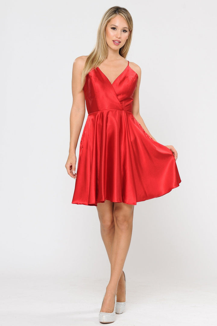 Short V-Neck Wrap Dress with Shorts by Poly USA 8544