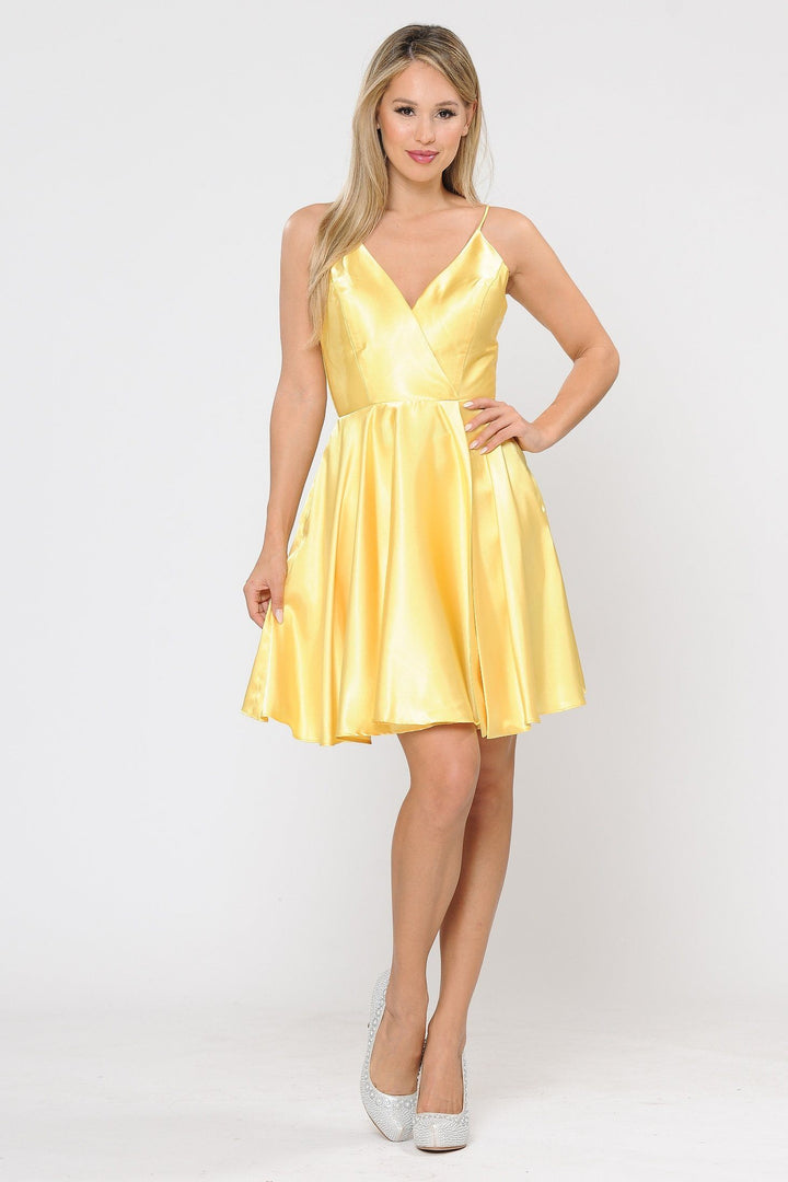 Short V-Neck Wrap Dress with Shorts by Poly USA 8544