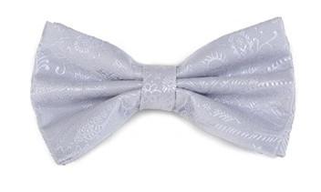 Silver Paisley Bow Ties with Matching Pocket Squares-Men's Bow Ties-ABC Fashion
