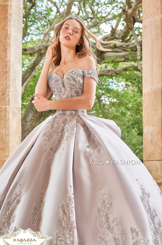 Silver Quinceanera Dress by Ragazza DV71-571