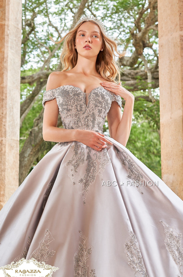 Silver Quinceanera Dress by Ragazza DV71-571