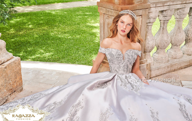 Silver Quinceanera Dress by Ragazza DV71-571