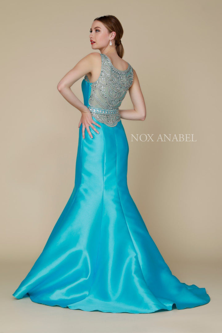 Sleeveless Beaded Mermaid Dress by Nox Anabel 8299
