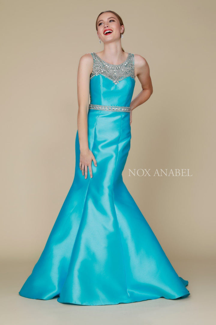 Sleeveless Beaded Mermaid Dress by Nox Anabel 8299