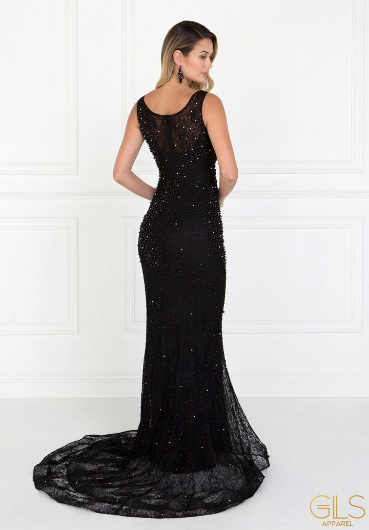 Sleeveless Black Lace Mermaid Gown by Elizabeth K GL1544-Long Formal Dresses-ABC Fashion