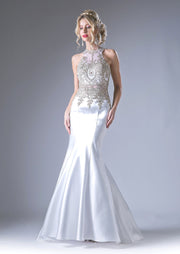 Sleeveless Embroidered Mermaid Dress by Cinderella Divine 8934-Long Formal Dresses-ABC Fashion