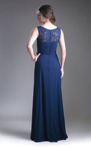 Sleeveless Evening Dress with Lace Bodice by Cinderella Divine CD925-Long Formal Dresses-ABC Fashion