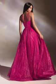 Sleeveless Glitter Ball Gown by Ladivine CD996