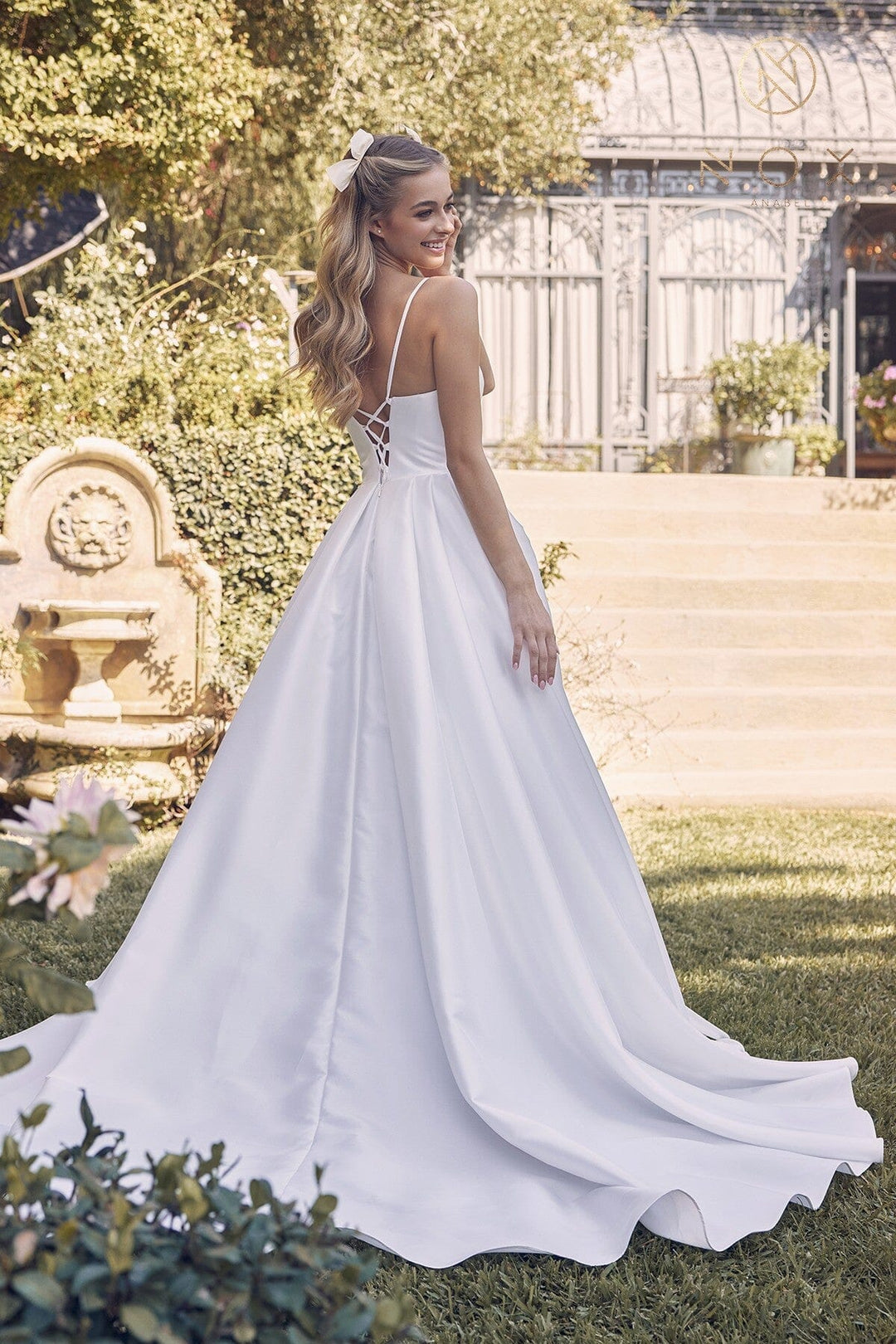 Sleeveless Lace-Up Back Bridal Gown by Nox Anabel JE972