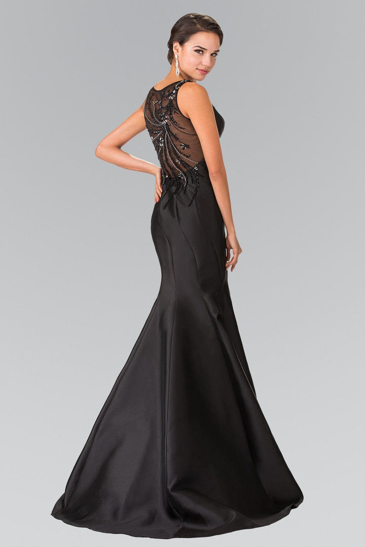 Sleeveless Mermaid Dress with Sheer Beaded Back by Elizabeth K GL2212-Long Formal Dresses-ABC Fashion