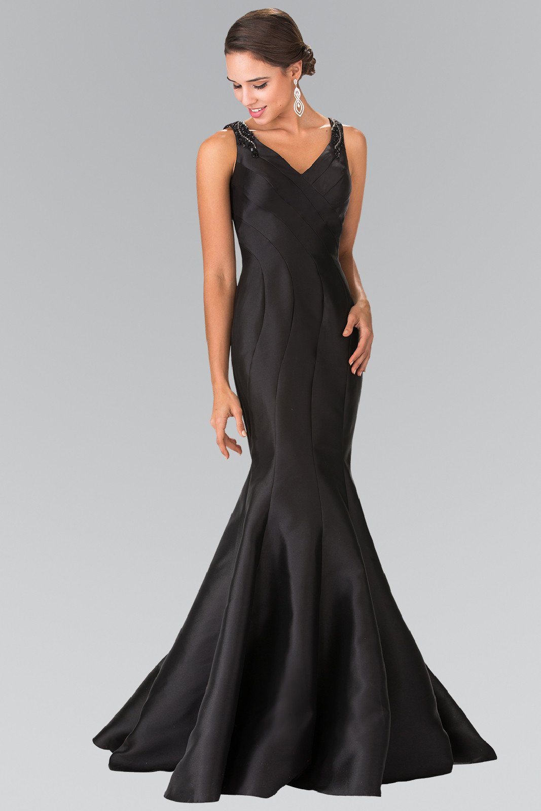 Sleeveless Mermaid Dress with Sheer Beaded Back by Elizabeth K GL2212-Long Formal Dresses-ABC Fashion