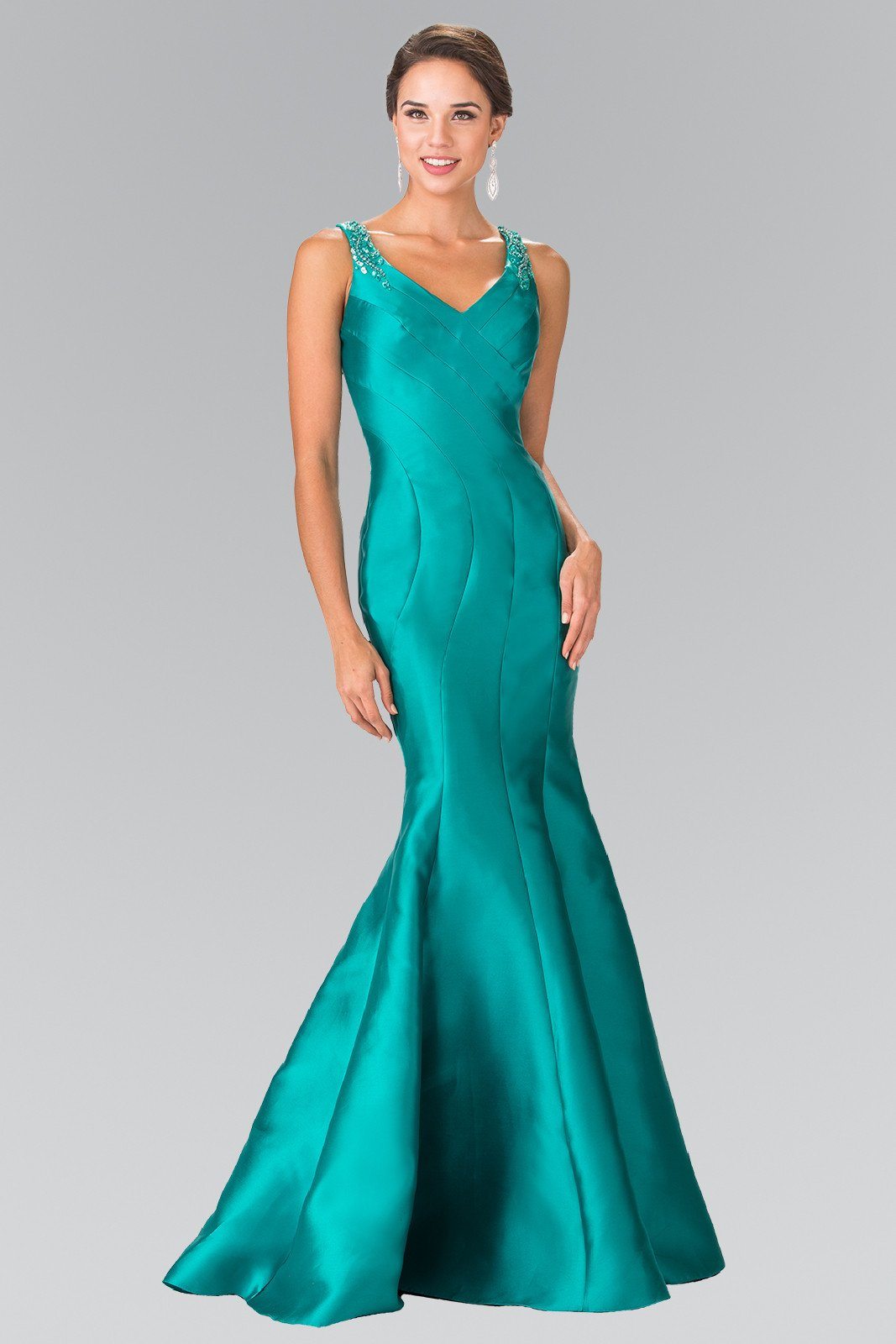 Sleeveless Mermaid Dress with Sheer Beaded Back by Elizabeth K GL2212-Long Formal Dresses-ABC Fashion