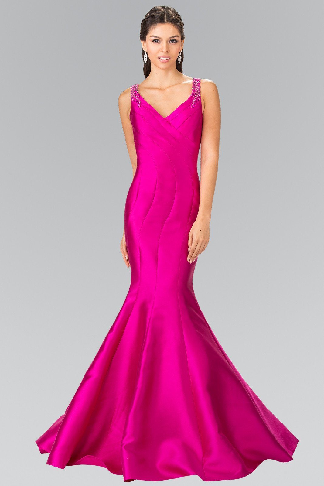 Sleeveless Mermaid Dress with Sheer Beaded Back by Elizabeth K GL2212-Long Formal Dresses-ABC Fashion