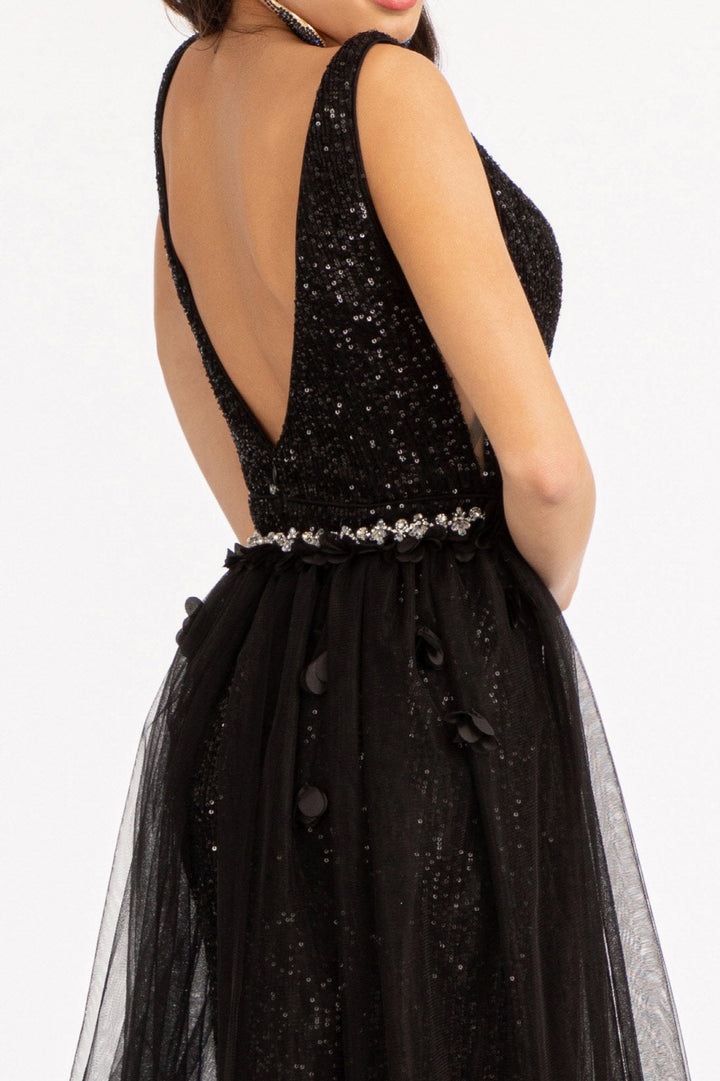 Sleeveless Sequin Overskirt Gown by Elizabeth K GL3057