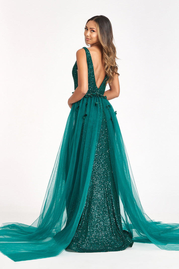 Sleeveless Sequin Overskirt Gown by Elizabeth K GL3057