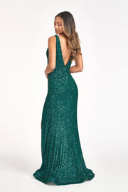 Sleeveless Sequin Overskirt Gown by Elizabeth K GL3057 - Outlet