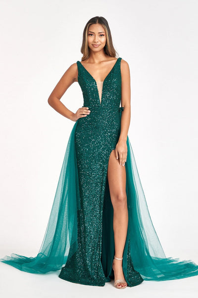 Sleeveless Sequin Overskirt Gown by Elizabeth K GL3057 - Outlet