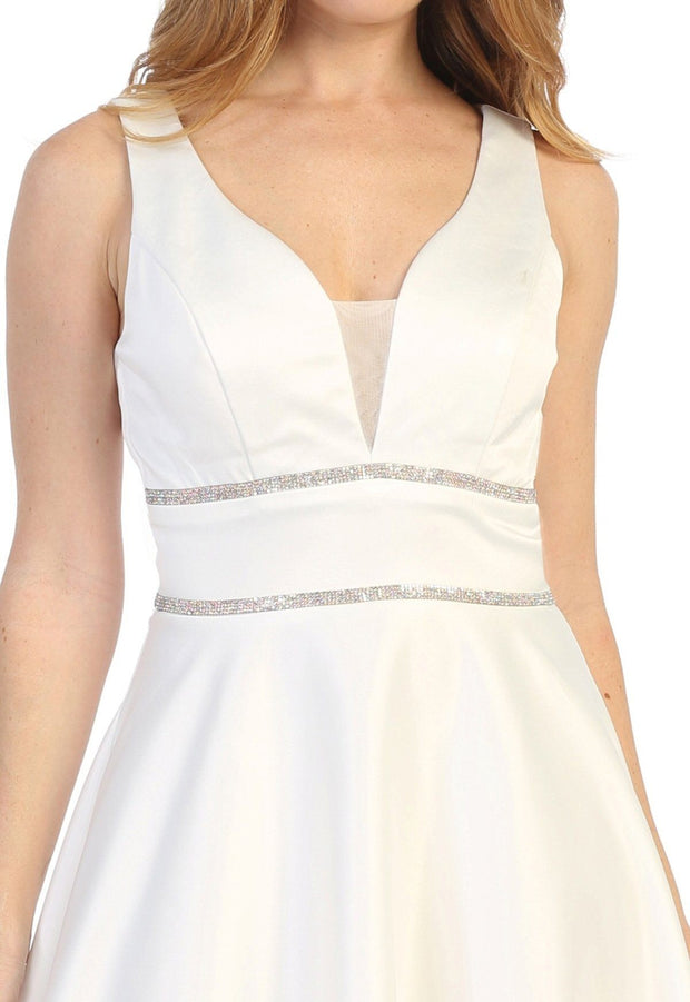 Sleeveless Short V-Neck Jersey Dress by Celavie 6493S