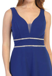 Sleeveless Short V-Neck Jersey Dress by Celavie 6493S