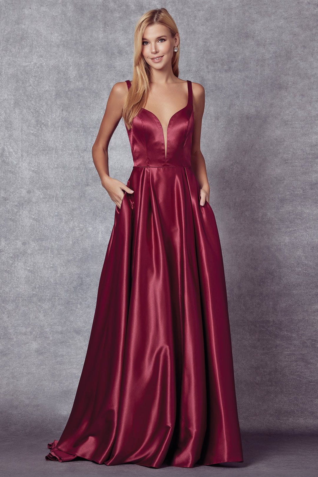 Sleeveless V-Neck Bow Back Gown by Juliet 691