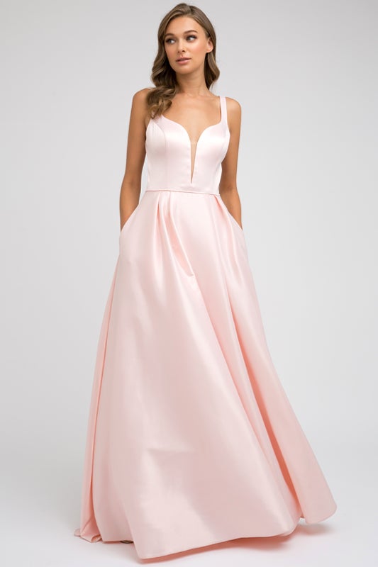 Sleeveless V-Neck Bow Back Gown by Juliet 691