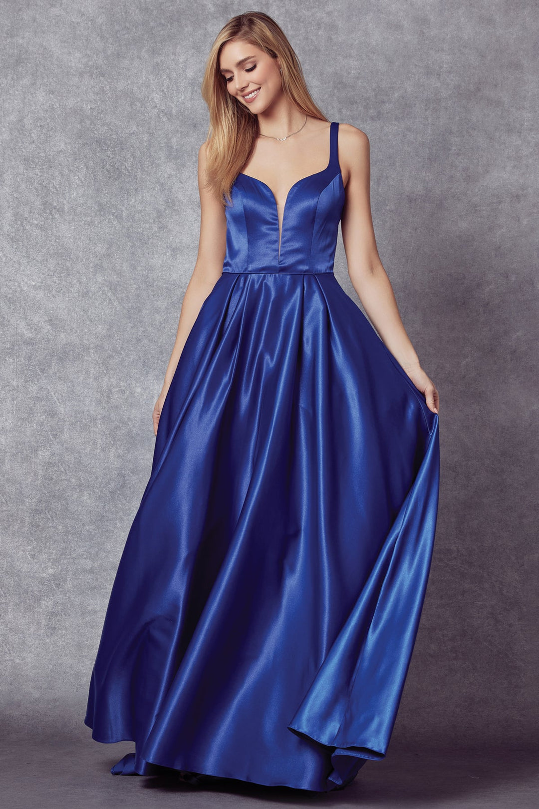 Sleeveless V-Neck Bow Back Gown by Juliet 691