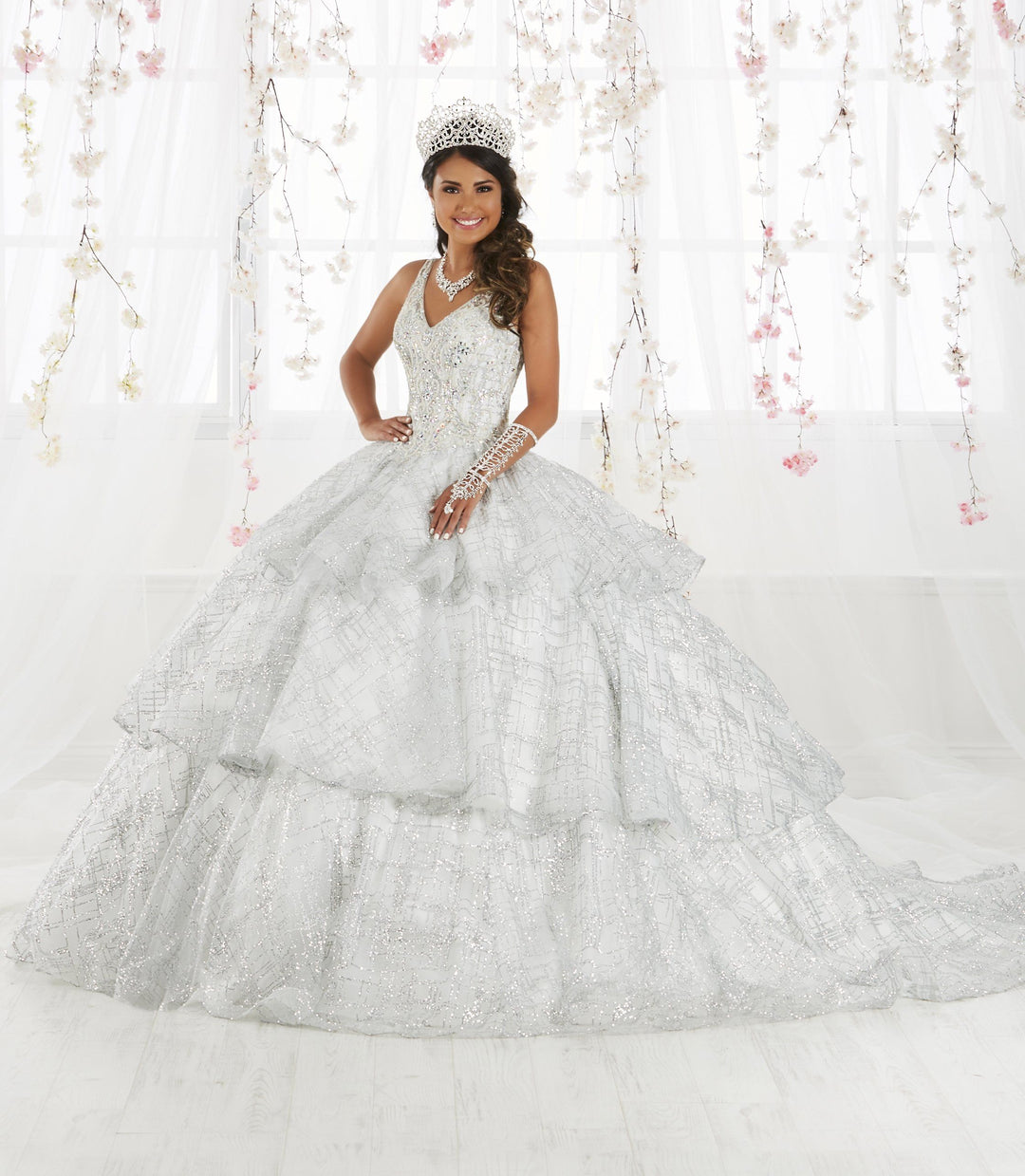 Sleeveless V-Neck Glitter Quinceanera Dress by House of Wu 26921-Quinceanera Dresses-ABC Fashion