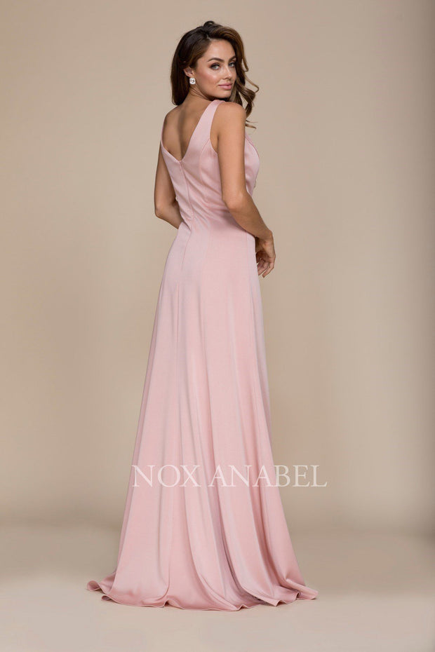 Sleeveless V-Neck Long A-line Dress by Nox Anabel Q011-Long Formal Dresses-ABC Fashion