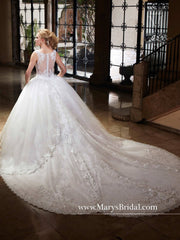 Sparkling Tulle Lace Wedding Dress with Train by Mary's Bridal 6364-Wedding Dresses-ABC Fashion