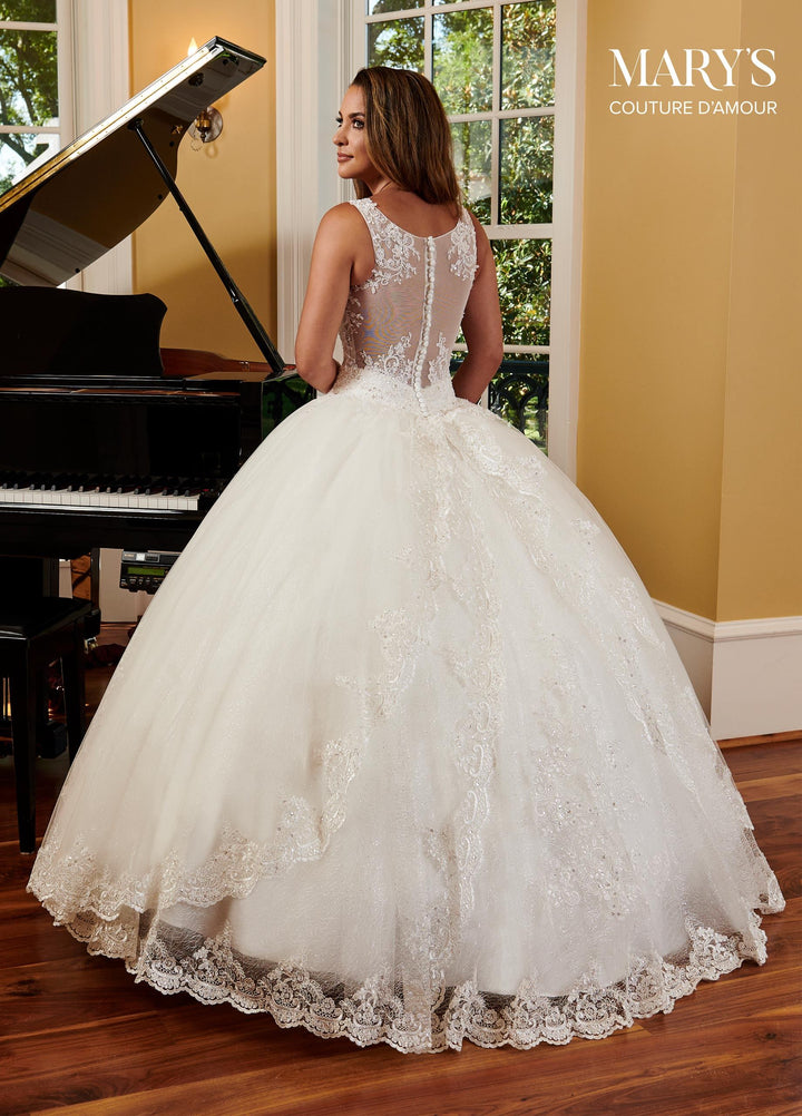 Sparkling Tulle Lace Wedding Dress with Train by Mary's Bridal 6364