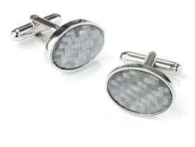 Stainless Steel Oval Cufflinks-Men's Cufflinks-ABC Fashion