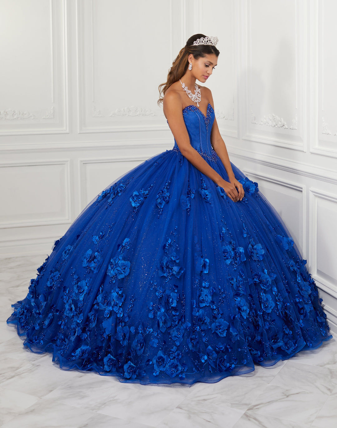 Strapless 3D Floral Tulle Quinceanera Dress by House of Wu 26950-Quinceanera Dresses-ABC Fashion