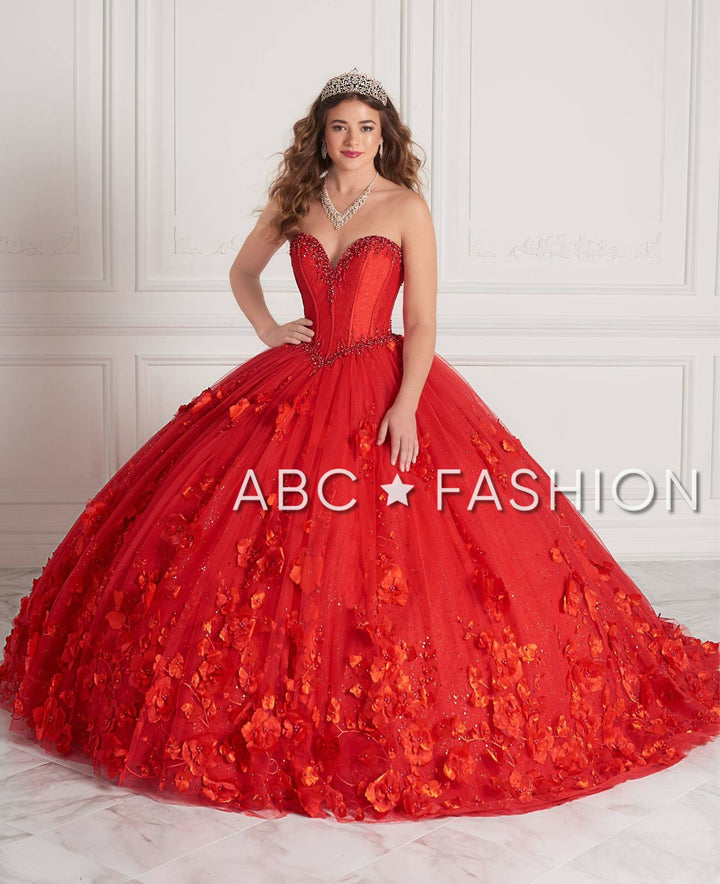 Strapless 3D Floral Tulle Quinceanera Dress by House of Wu 26950-Quinceanera Dresses-ABC Fashion