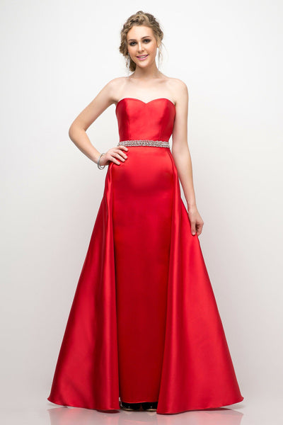 Strapless A-line Gown with Corset Back by Cinderella Divine UT253-Long Formal Dresses-ABC Fashion