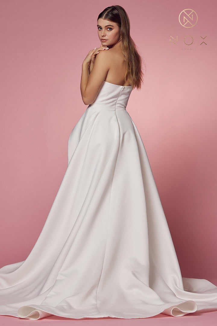 Strapless A-line Wedding Slit Gown by Nox Anabel JW938