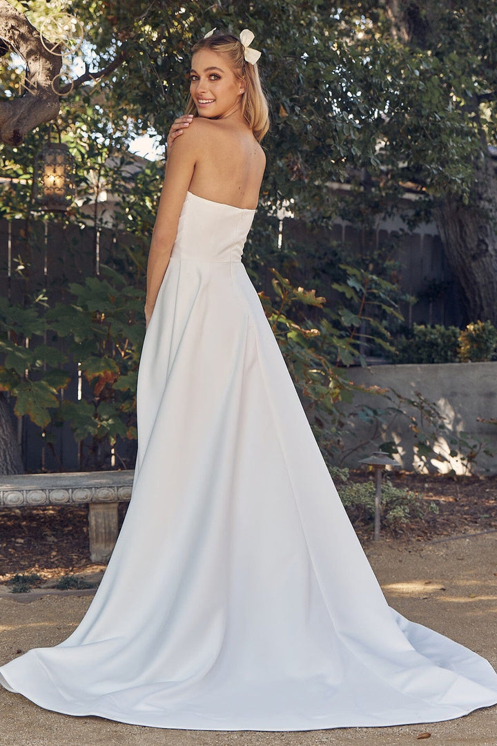 Strapless A-line Wedding Slit Gown by Nox Anabel JW938