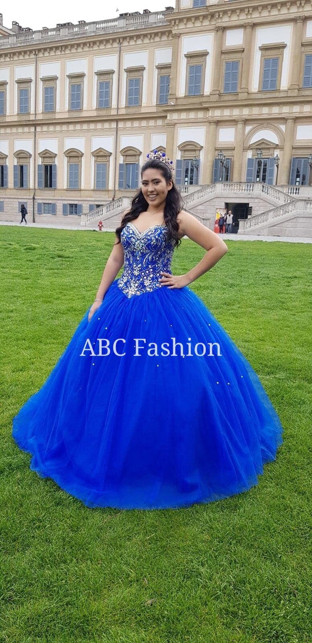 Strapless Beaded Dress by House of Wu Fiesta Gowns Style 56281-Quinceanera Dresses-ABC Fashion