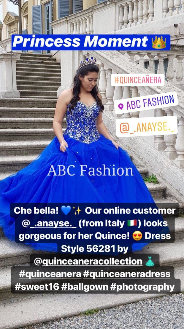 Strapless Beaded Dress by House of Wu Fiesta Gowns Style 56281-Quinceanera Dresses-ABC Fashion