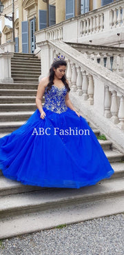 Strapless Beaded Dress by House of Wu Fiesta Gowns Style 56281-Quinceanera Dresses-ABC Fashion