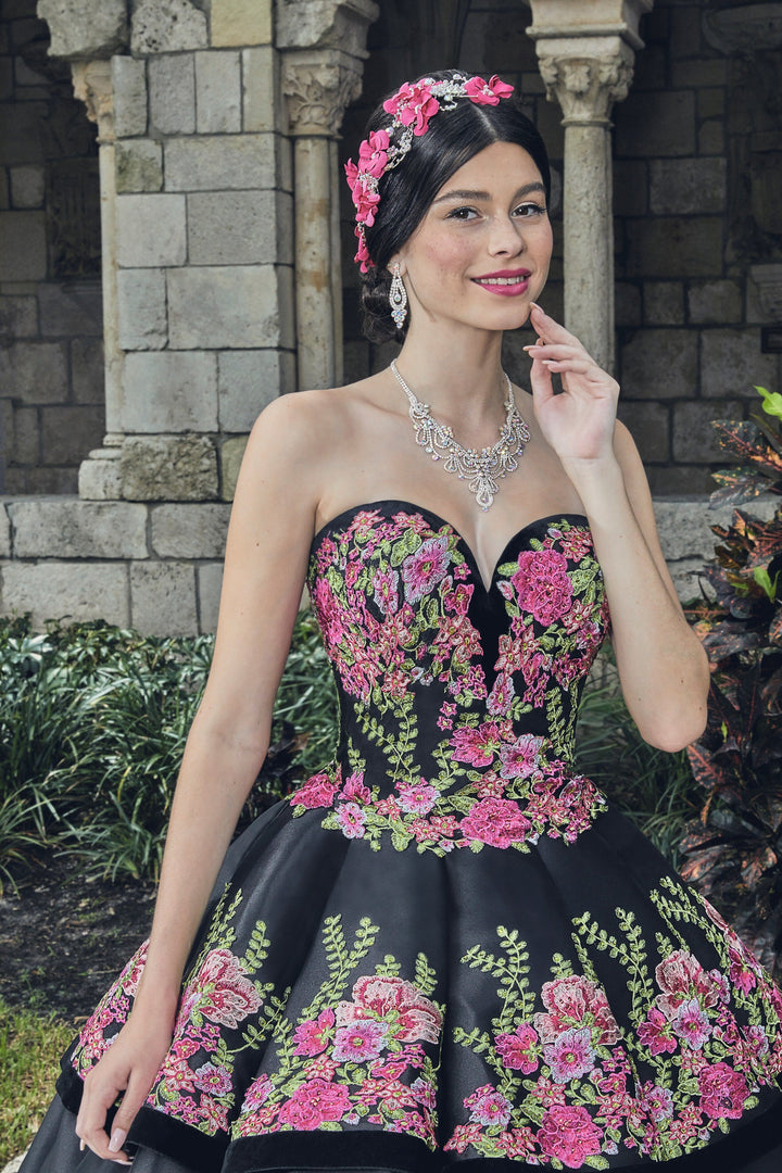 Strapless Floral Embroidered Quinceanera Dress by House of Wu 26952-Quinceanera Dresses-ABC Fashion