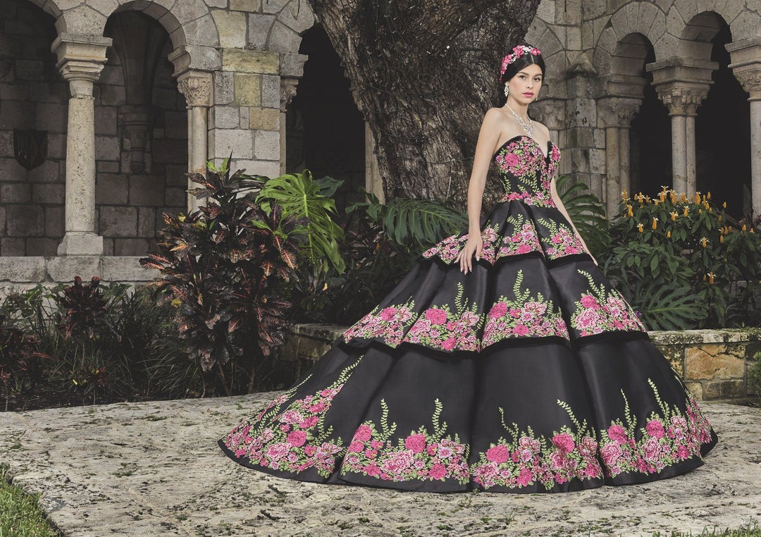 Strapless Floral Embroidered Quinceanera Dress by House of Wu 26952-Quinceanera Dresses-ABC Fashion