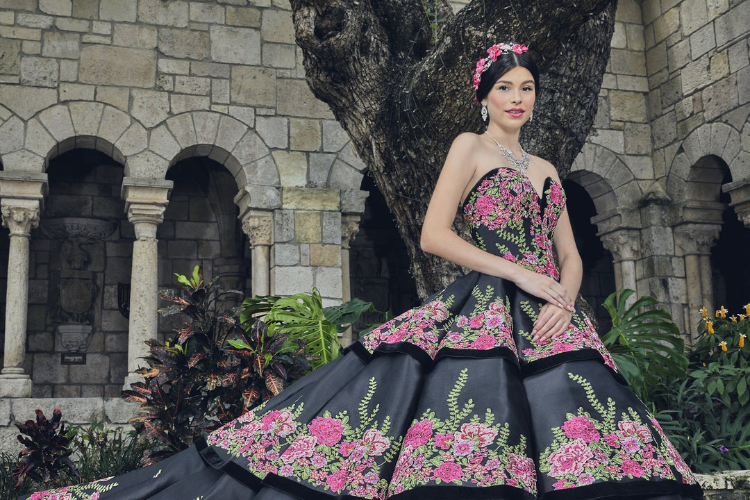 Strapless Floral Embroidered Quinceanera Dress by House of Wu 26952-Quinceanera Dresses-ABC Fashion