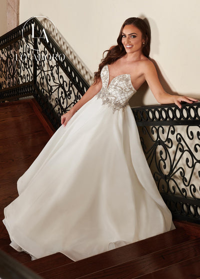 Strapless Gazar A-Line Wedding Gown by Mary's Bridal M762
