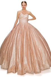 Strapless Glitter Ball Gown by Cinderella Couture 8010J